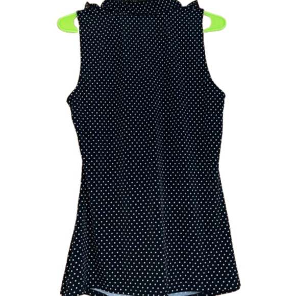 WHBM Women’s Black and White Polka Dot Ruffle Sleeveless Blouse Sz-L - Picture 6 of 6